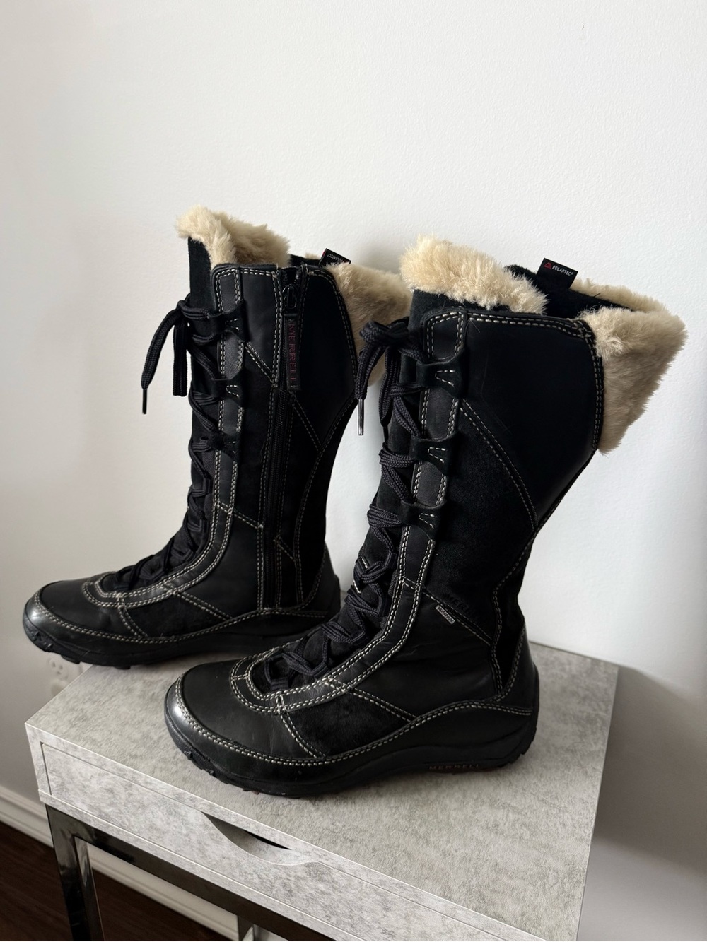 Merrell “Prevoz” Tall Black Leather and Suede Insulated Winter Boots Wmn’s 8